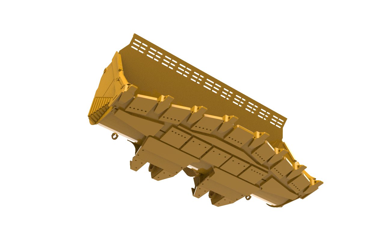 Render del balde 994H con los blindajes nuevos montados