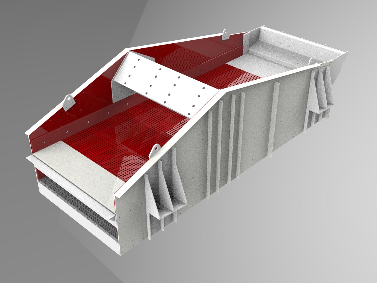 3D CAD model of a screen with its perforated decks