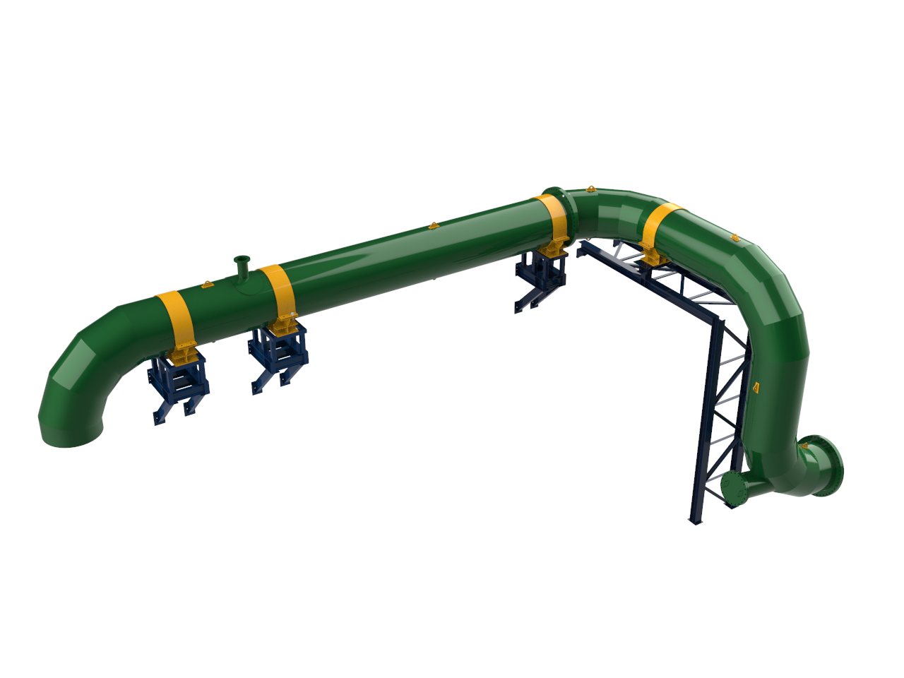 3D model of the 48-inch line with its supports and clamps