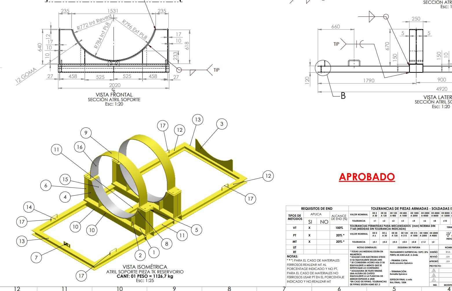 Estructura del TK reservorio en fabricación